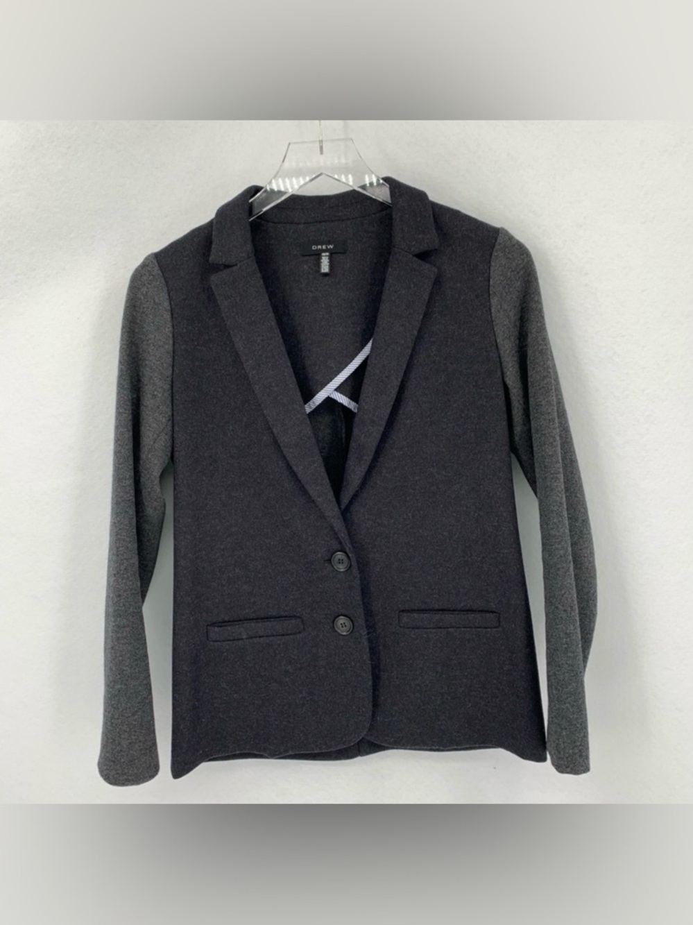Drew two toned colorblock blazer jacket charcoal grey gray XS X-Small